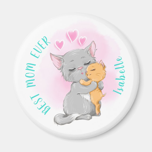 Magnet für Mamas, Niedliche Katze, beste Mutter je (Vorne)