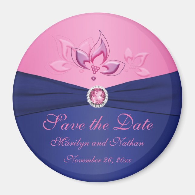 Magnet für Marine und rosa Gastgeschenk Hochzeit (Vorne)