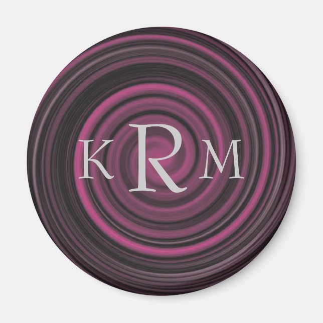 Magnet für mit Monogramm Initialen Plum Wirbel (Vorne)