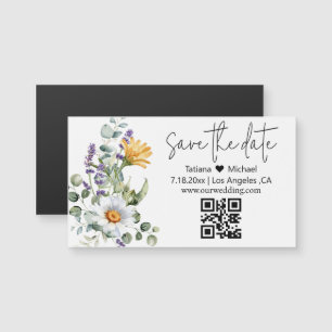 Magnet für moderne Wildblumen Save the Date qr