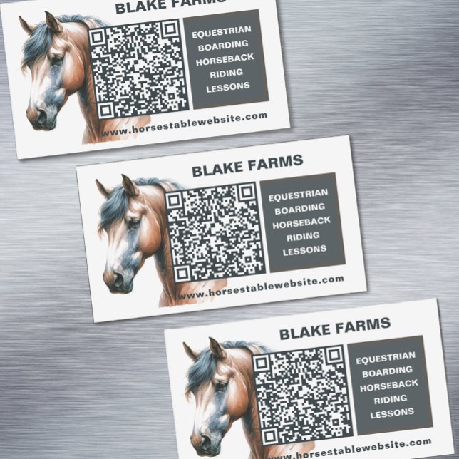 Magnet für Pferde mit QR-Code (Horse Business Magnet Cards with QR Code)