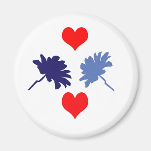 Magnet für Rote Herzen und Blumen