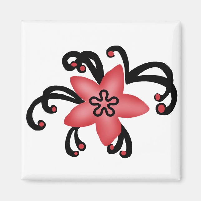 Magnet für rote und schwarze Blume (Vorne)