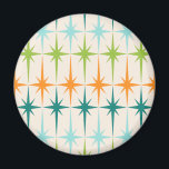 Magnet für Vintage geometrische Sternexplosionen<br><div class="desc">Vintag. Geometrien Sternexplosionen. Wenn Sie eines dieser Wörter Liebe, dieses Retro-Magnet für Vintage geometrische Sternexplosionen ist für Sie. Dieses moderne Design aus der Mitte des Jahrhunderts besticht durch einen cremefarbenen Hintergrund mit Reihen von türkisfarbenen, limatgrün, orangen und aquamarinen Sternexplosionen. Dieses Mod-Design verbindet sich wunderbar mit dem Retro Atomic Mobile Pattern...</div>