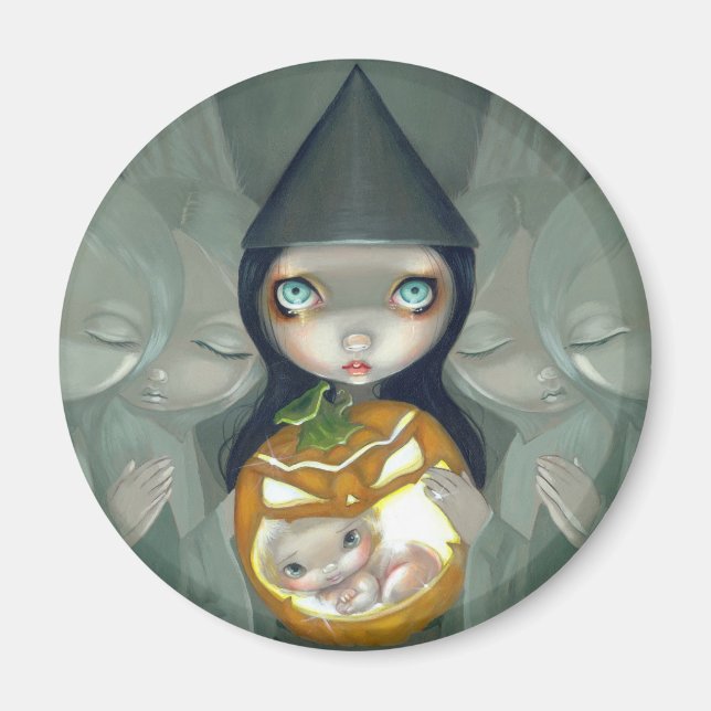 Magnet "Geboren von einem Kürbis" (Vorne)