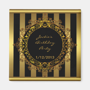 Magnet Geburtstagsparty Elegantes Gold Schwarzer S