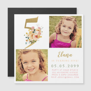 MAGNET Girls Gold Nummer 5. Geburtstagsjahr Foto