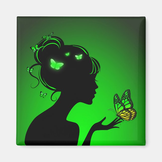 Magnet Grüne Schmetterlingsfrau (Vorne)