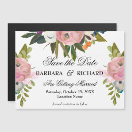 *MAGNET Handbemalte Blumige Hochzeit - Merkt Euch  Magnetkarte