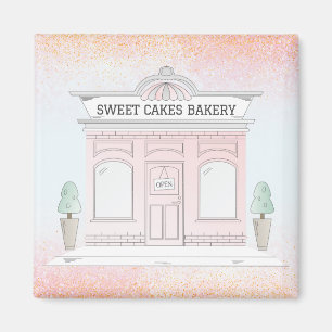 Magnet Illustriert Bäckerei Café Außenshop Pink