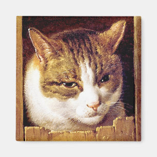 Magnet: "Katze, die durch einen Zaun schaut" Magnet