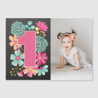 [MAGNET] Kindermädchen 1. Geburtstag Foto Keepake Magneteinladung