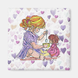 Magnet Little Girl and Baby Doll
