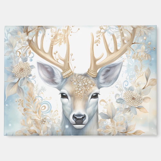 Magnet Majestic Christmas Deer in Blue (Vorderseite)