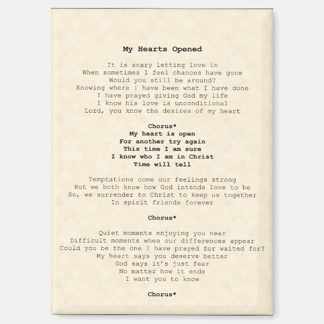 Magnet ; Mein Herz wird geöffnet (Vorderseite)