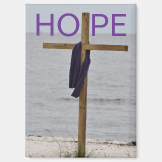 Magnet mit Bild eines Kreuzes am Strand