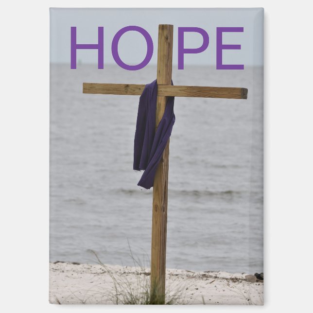 Magnet mit Bild eines Kreuzes am Strand (Vorderseite)