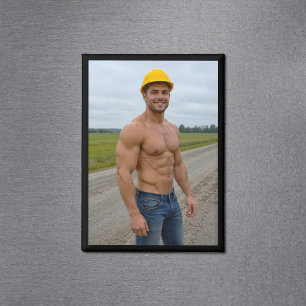 Magnet mit Bild eines muskulösen Bauarbeiters Nr.