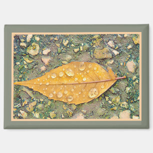Magnet mit Blatt und Regentropfen