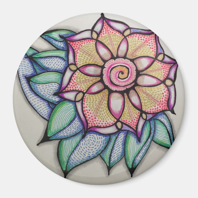 Magnet mit Blume der Meditation (Vorne)