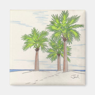 Magnet mit DREI PALMEN (Quadrat)