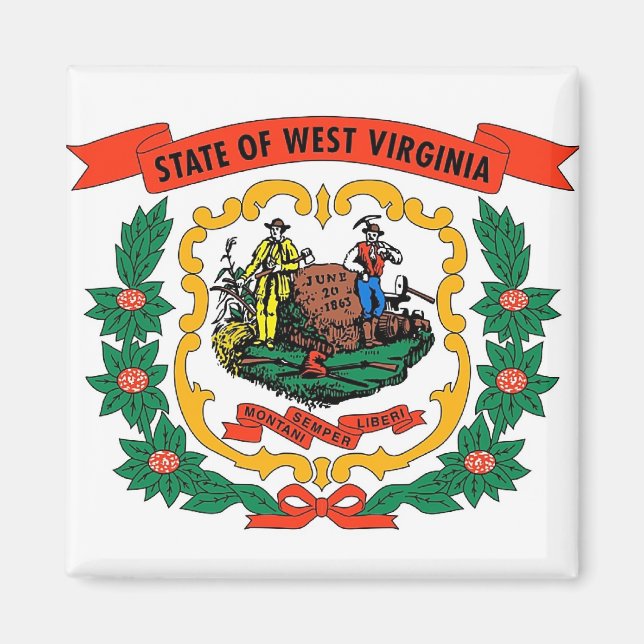 Magnet mit Flag West Virginia Staat - USA (Vorne)