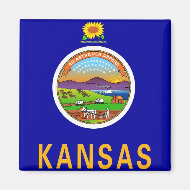 Magnet mit Flagge des Staat Kansas - USA (Vorne)