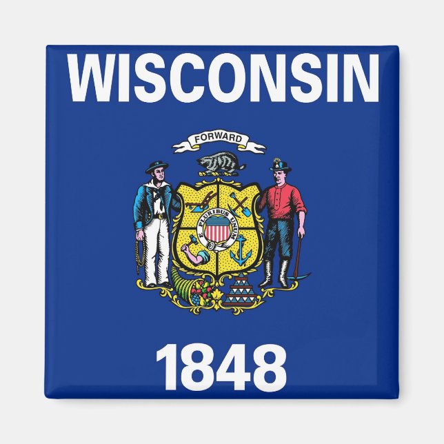 Magnet mit Flagge des Wisconsin-Staat - USA (Vorne)