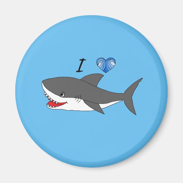 Magnet mit niedlicher I-Liebe Haie Design (Vorne)