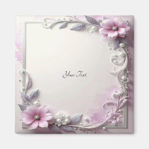 Magnet mit rosa Blumenrahmen