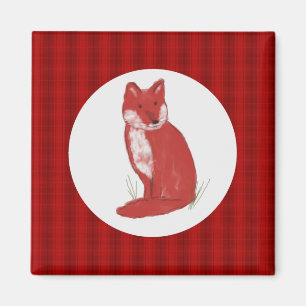 Magnet mit roter Pastellfox-Illustration und