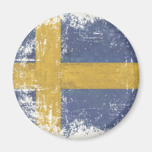 Magnet mit schmutziger Vintage-Flagge aus Schweden