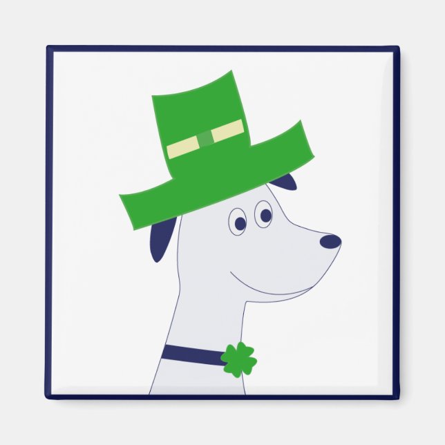Magnet mit St. Patrick's Day-Hund und Kleeblatt (Vorne)
