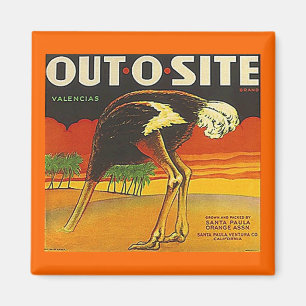 MAGNET ~ OSTRICH ~ OUT-O-SITE VINTAGES ETIKETT Ora