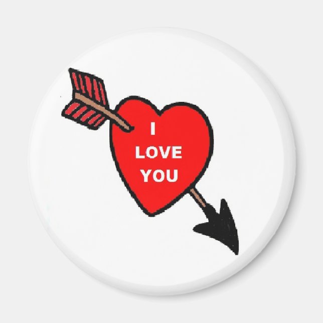 Magnet Pfeil durch Herz Rot, Ich liebe Dich (Vorne)