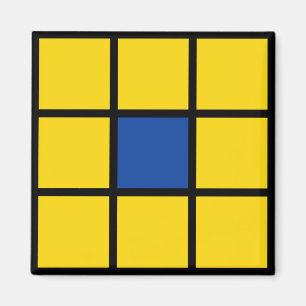Magnet Quadrate Blume Gelb Blau