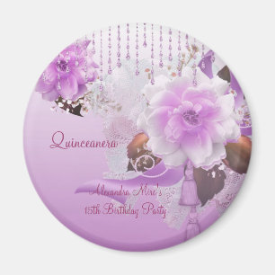 Magnet Quinceanera 15. Geburtstag Fliederrosa Blum