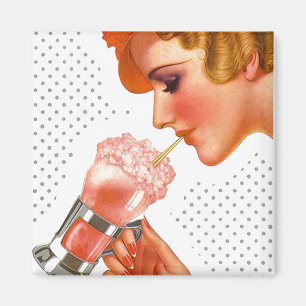 Magnet ~ RETRO Gal Genießen Soda Fountain Drink