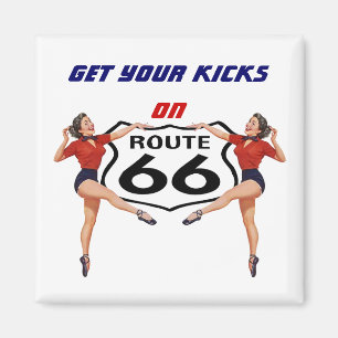 Magnet ~ RETRO "KICKS" GALS Auf Route 66