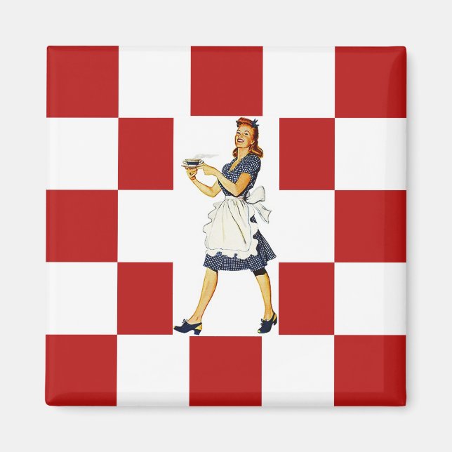 Magnet ~ RETRO KITCHEN Mid Century Floor & Lady (Vorne)