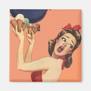 Magnet ~ RETRO Überraschtes Party Mädchen