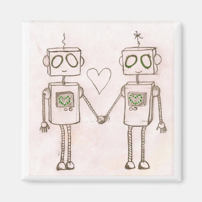 Magnet "Roboter in Liebe" (Vorne)