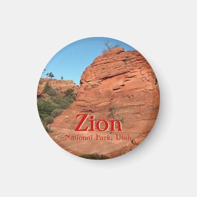 Magnet: Roter Felsen in Zion (rund) Magnet (Vorne)
