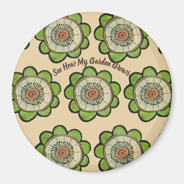 Magnet-Runde - Sehen Sie, wie mein Garten wächst Magnet (Vorne)