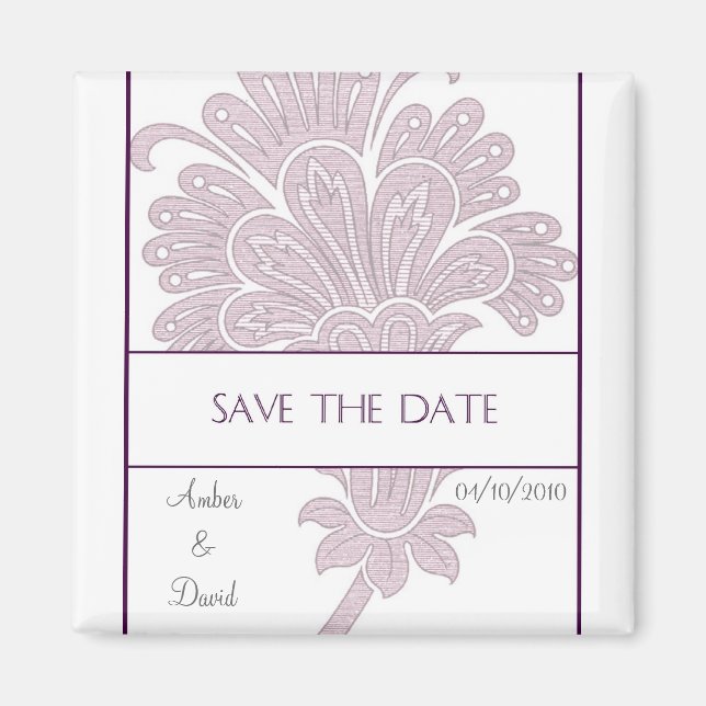 Magnet ~ Save the Date: Lila Paisley (Vorne)