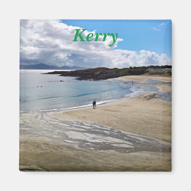Magnet: Schöner Strand mit blauem Himmel; Irland Magnet (Vorne)