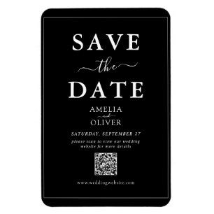 Magnet Schwarz QR Code Moderne Hochzeit Termin mer