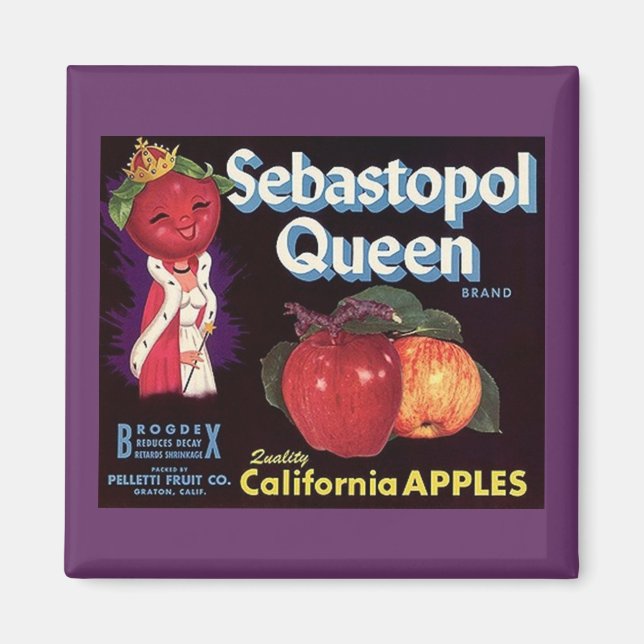 MAGNET ~ SEBASTOPOL QUEEN APPLES VINTAGES ETIKETT (Vorne)