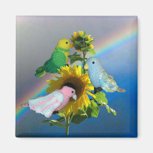 Magnet - Spielvögel auf Sonnenblume