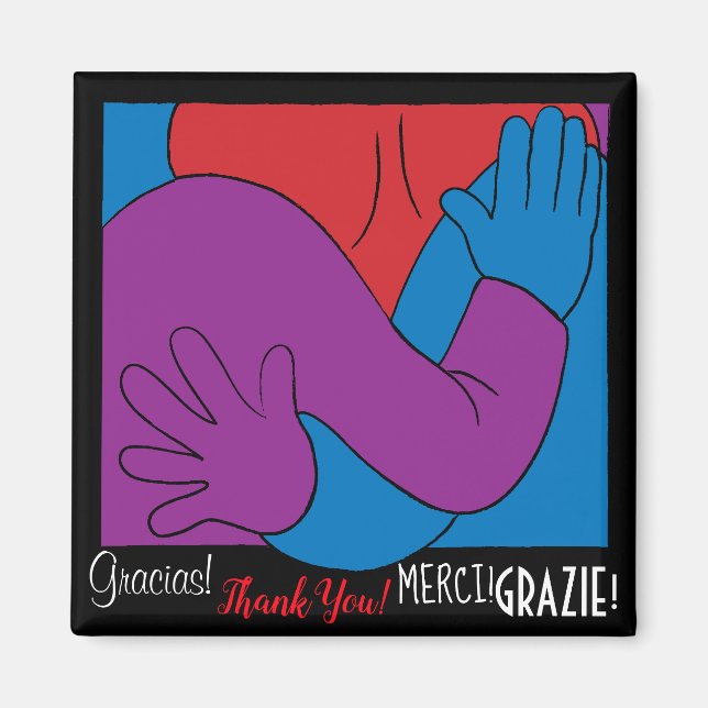 Magnet Square Vielen Dank und Merci (Vorne)